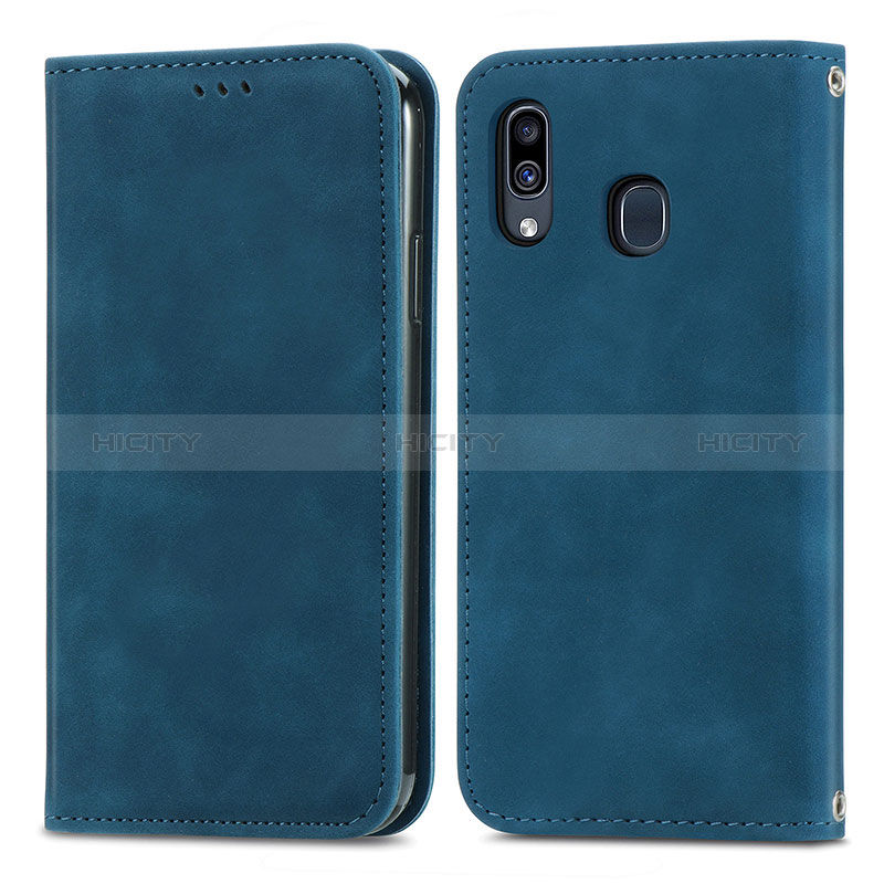 Coque Portefeuille Livre Cuir Etui Clapet S04D pour Samsung Galaxy M10S Bleu Plus