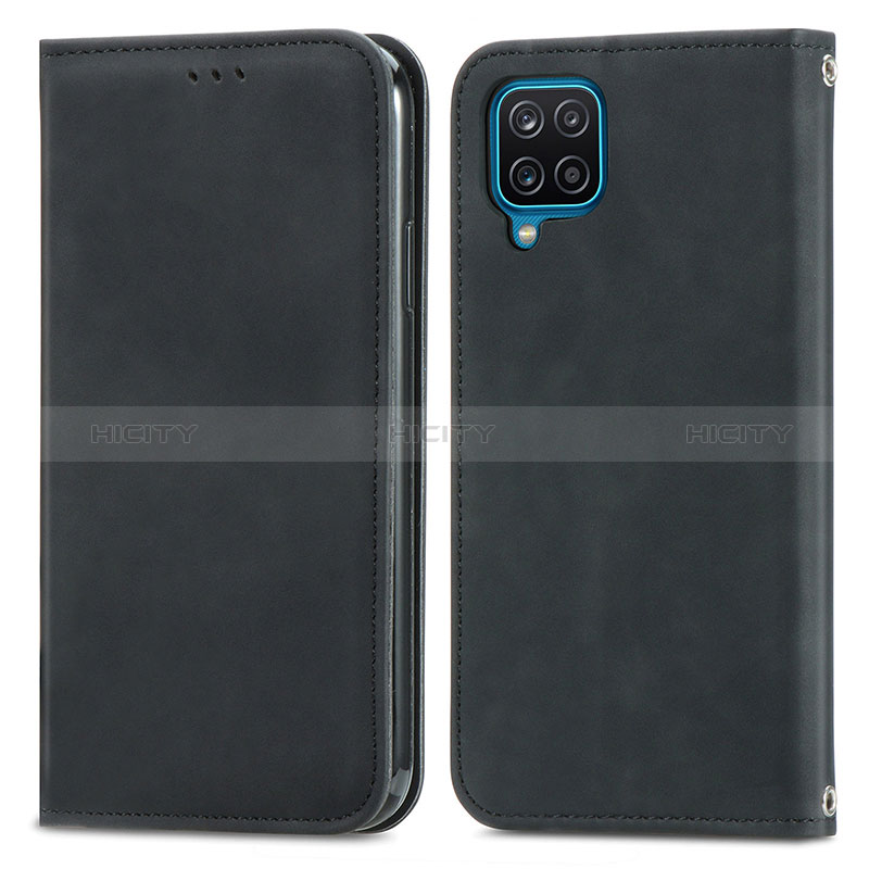 Coque Portefeuille Livre Cuir Etui Clapet S04D pour Samsung Galaxy M12 Noir Plus
