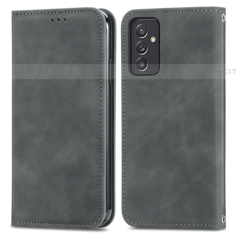 Coque Portefeuille Livre Cuir Etui Clapet S04D pour Samsung Galaxy M14 5G Gris Plus