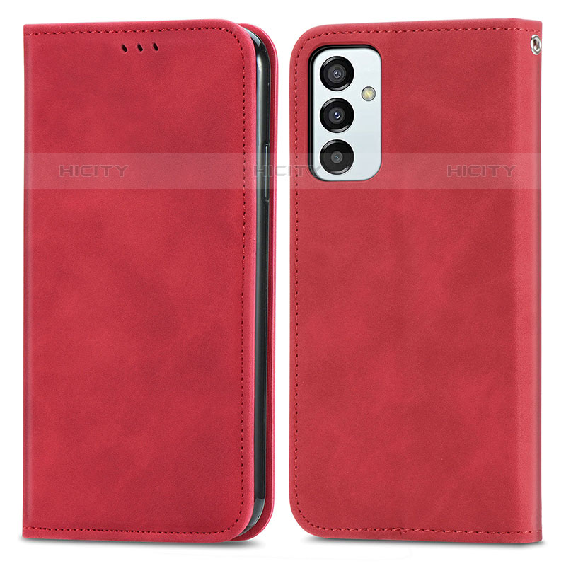 Coque Portefeuille Livre Cuir Etui Clapet S04D pour Samsung Galaxy M23 5G Rouge Plus