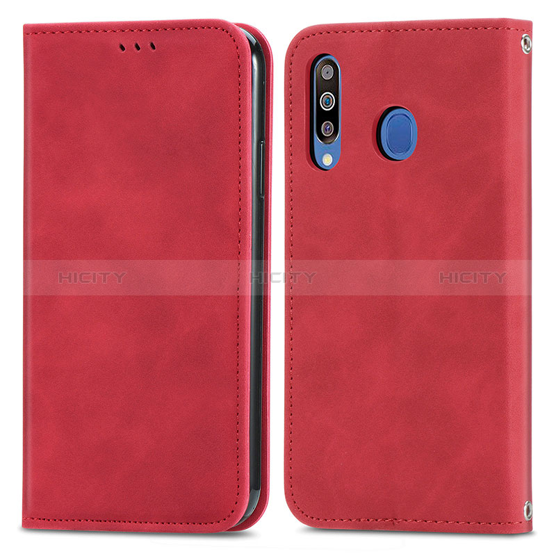 Coque Portefeuille Livre Cuir Etui Clapet S04D pour Samsung Galaxy M30 Rouge Plus