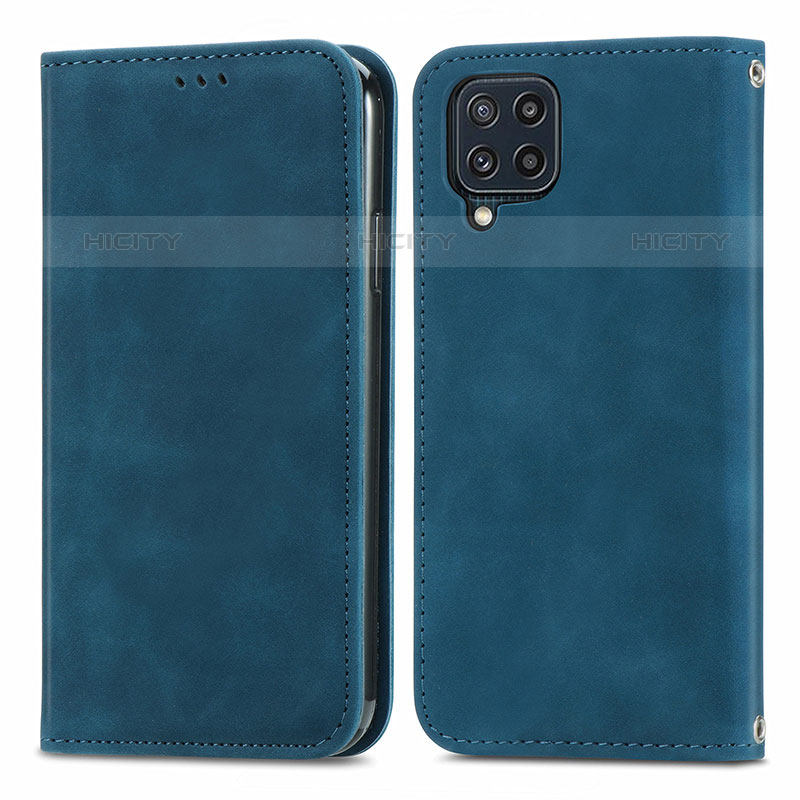 Coque Portefeuille Livre Cuir Etui Clapet S04D pour Samsung Galaxy M32 4G Bleu Plus