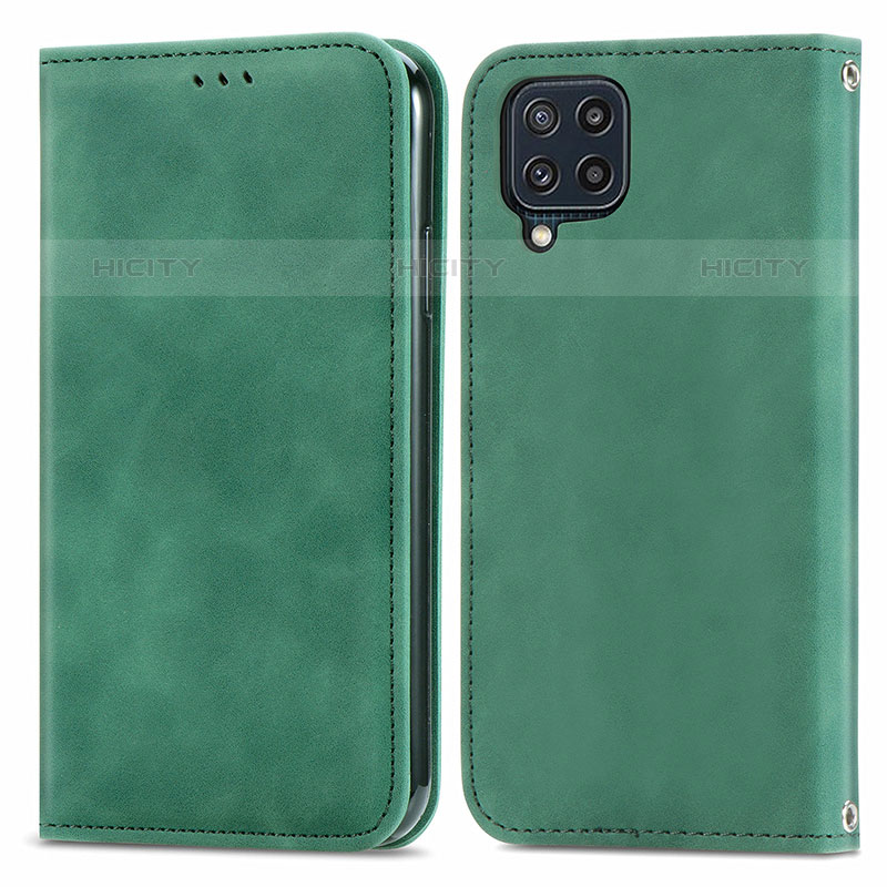 Coque Portefeuille Livre Cuir Etui Clapet S04D pour Samsung Galaxy M32 4G Vert Plus