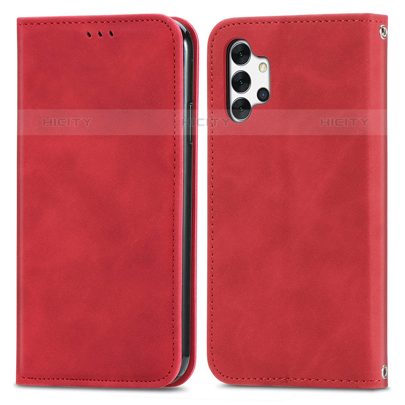 Coque Portefeuille Livre Cuir Etui Clapet S04D pour Samsung Galaxy M32 5G Rouge Plus