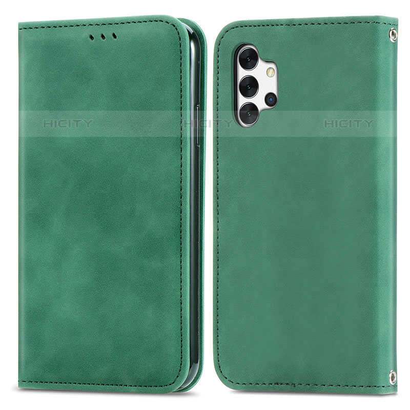 Coque Portefeuille Livre Cuir Etui Clapet S04D pour Samsung Galaxy M32 5G Vert Plus