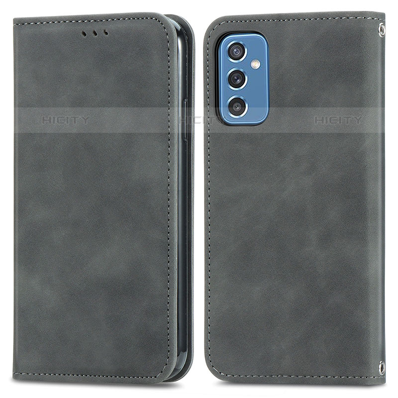 Coque Portefeuille Livre Cuir Etui Clapet S04D pour Samsung Galaxy M52 5G Gris Plus