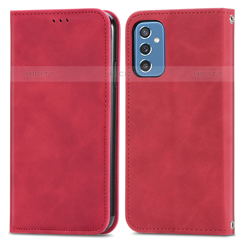 Coque Portefeuille Livre Cuir Etui Clapet S04D pour Samsung Galaxy M52 5G Rouge Plus