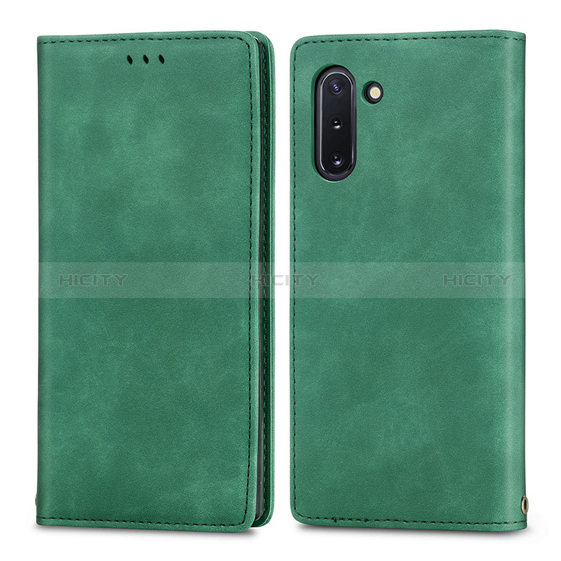 Coque Portefeuille Livre Cuir Etui Clapet S04D pour Samsung Galaxy Note 10 5G Vert Plus