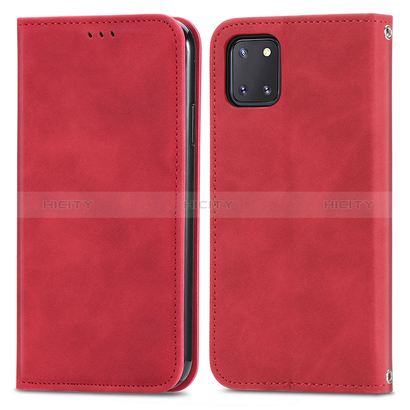 Coque Portefeuille Livre Cuir Etui Clapet S04D pour Samsung Galaxy Note 10 Lite Rouge Plus