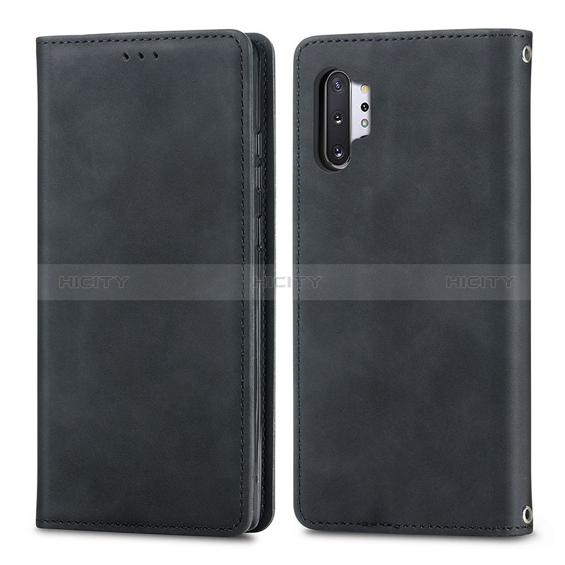Coque Portefeuille Livre Cuir Etui Clapet S04D pour Samsung Galaxy Note 10 Plus 5G Noir Plus