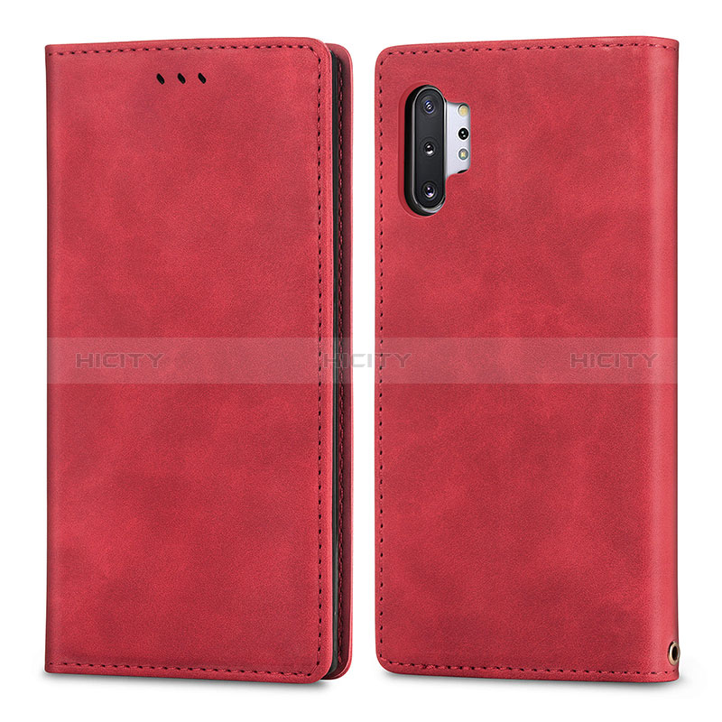 Coque Portefeuille Livre Cuir Etui Clapet S04D pour Samsung Galaxy Note 10 Plus 5G Rouge Plus