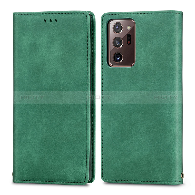 Coque Portefeuille Livre Cuir Etui Clapet S04D pour Samsung Galaxy Note 20 Ultra 5G Vert Plus