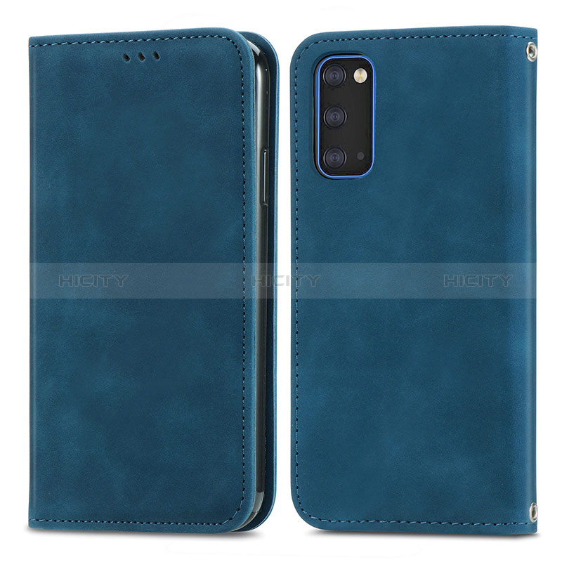 Coque Portefeuille Livre Cuir Etui Clapet S04D pour Samsung Galaxy S20 5G Bleu Plus