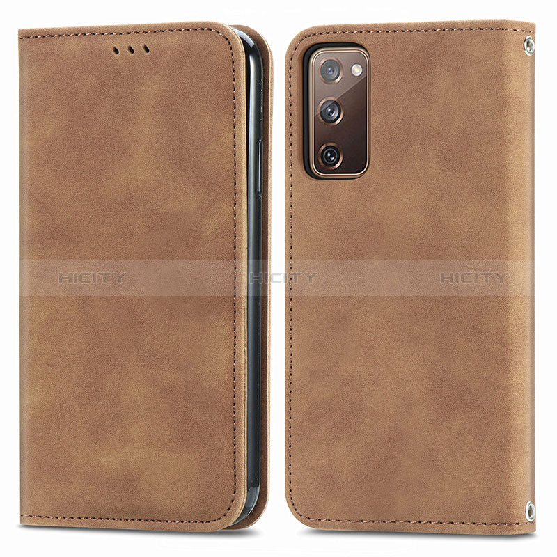 Coque Portefeuille Livre Cuir Etui Clapet S04D pour Samsung Galaxy S20 FE (2022) 5G Marron Plus