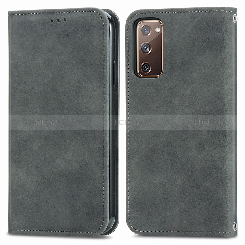 Coque Portefeuille Livre Cuir Etui Clapet S04D pour Samsung Galaxy S20 Lite 5G Gris Plus