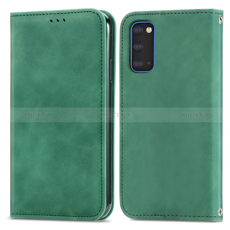 Coque Portefeuille Livre Cuir Etui Clapet S04D pour Samsung Galaxy S20 Vert Plus