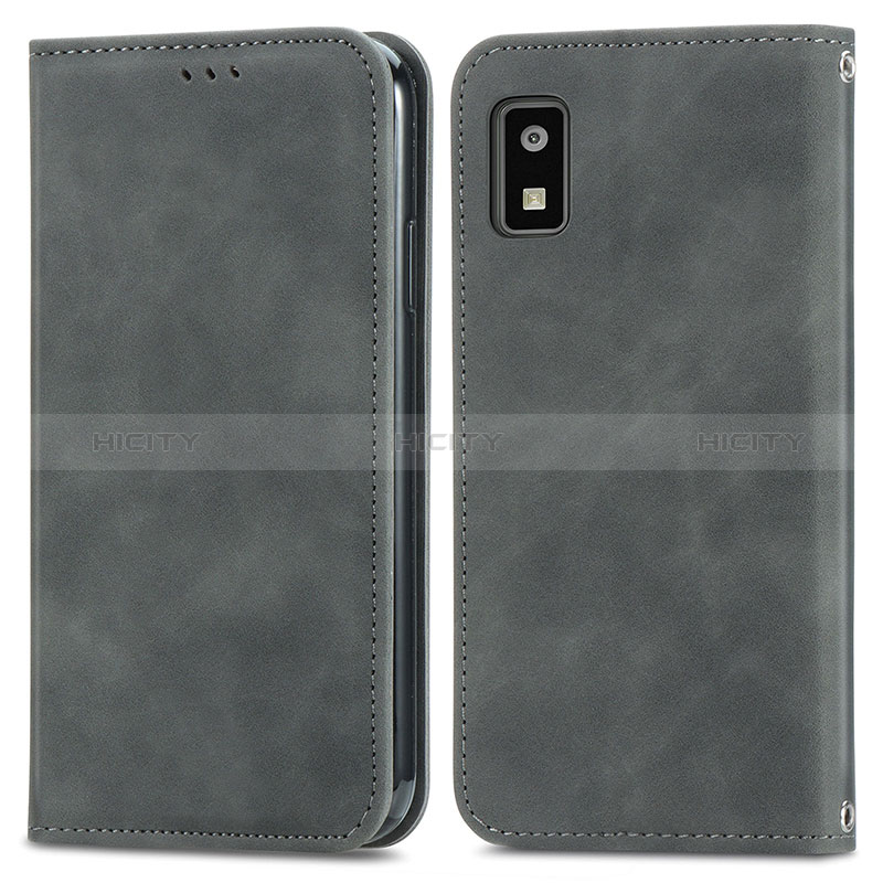 Coque Portefeuille Livre Cuir Etui Clapet S04D pour Sharp Aquos wish Gris Plus