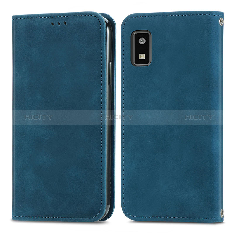 Coque Portefeuille Livre Cuir Etui Clapet S04D pour Sharp Aquos wish2 Bleu Plus