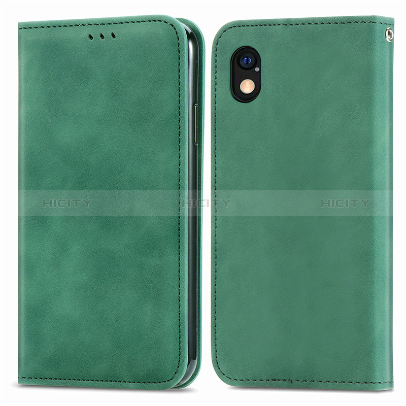 Coque Portefeuille Livre Cuir Etui Clapet S04D pour Sony Xperia Ace III SOG08 Vert Plus