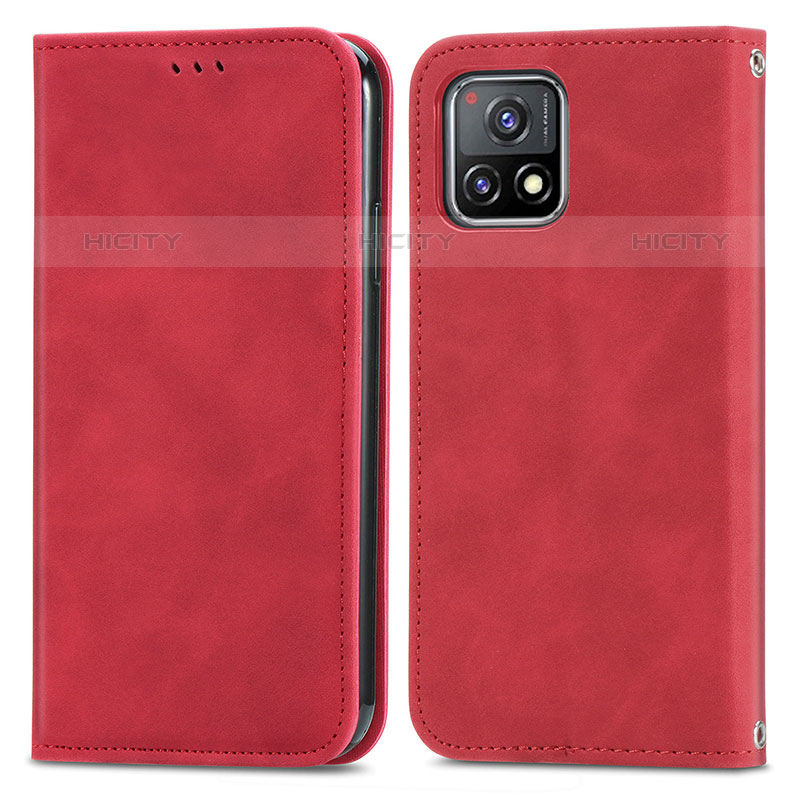 Coque Portefeuille Livre Cuir Etui Clapet S04D pour Vivo iQOO U3x 5G Rouge Plus