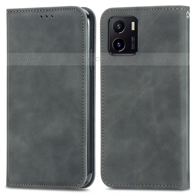 Coque Portefeuille Livre Cuir Etui Clapet S04D pour Vivo iQOO U5x Gris Plus