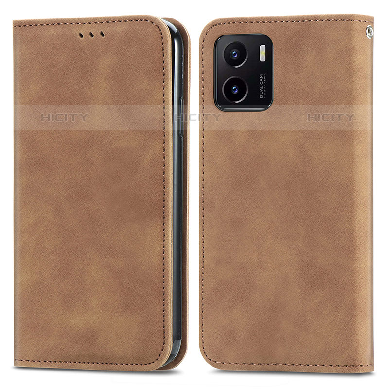 Coque Portefeuille Livre Cuir Etui Clapet S04D pour Vivo iQOO U5x Marron Plus