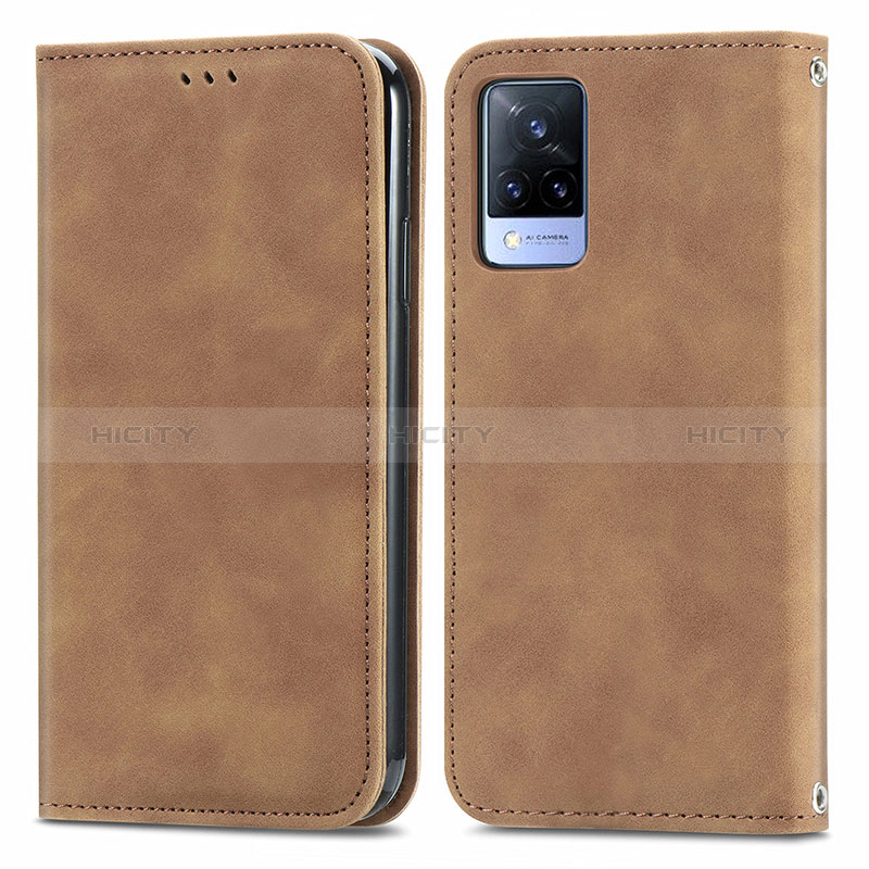 Coque Portefeuille Livre Cuir Etui Clapet S04D pour Vivo V21 5G Marron Plus