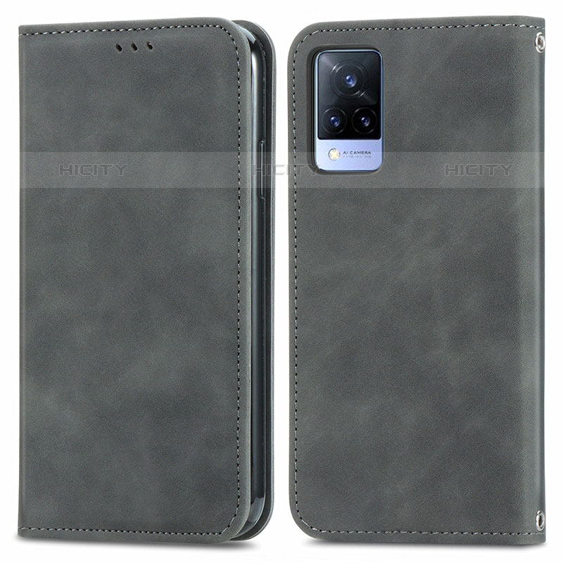 Coque Portefeuille Livre Cuir Etui Clapet S04D pour Vivo V21s 5G Gris Plus