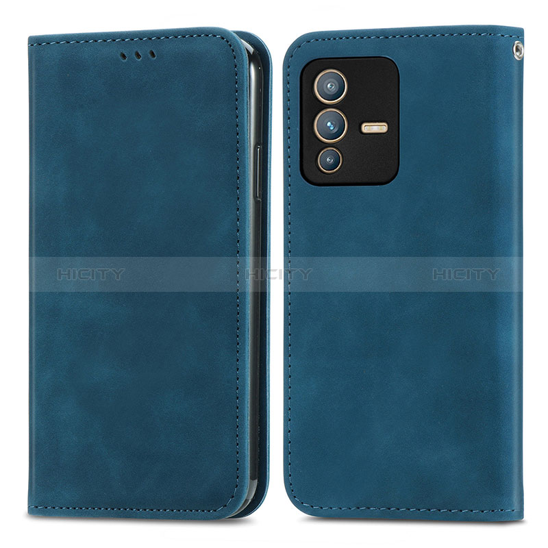 Coque Portefeuille Livre Cuir Etui Clapet S04D pour Vivo V23 Pro 5G Bleu Plus