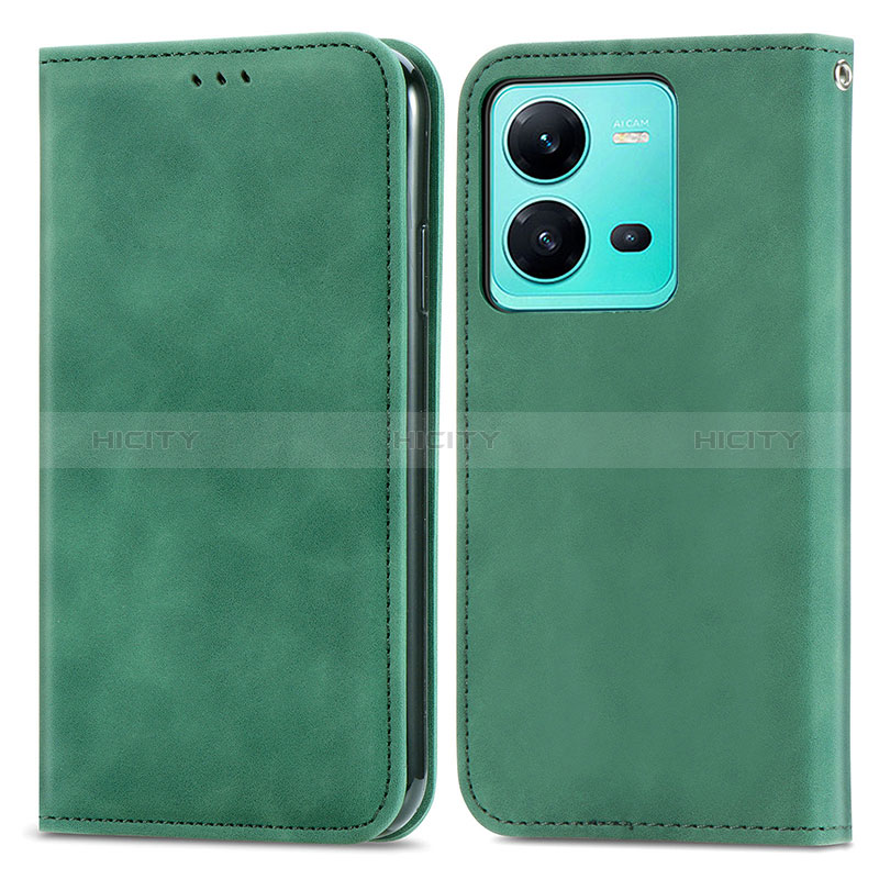 Coque Portefeuille Livre Cuir Etui Clapet S04D pour Vivo X80 Lite 5G Vert Plus