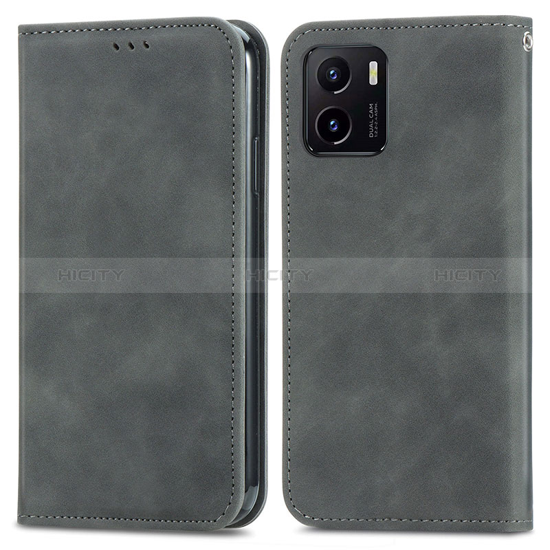 Coque Portefeuille Livre Cuir Etui Clapet S04D pour Vivo Y10 t1 Gris Plus