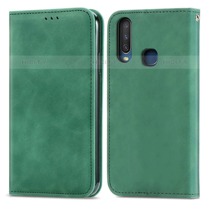 Coque Portefeuille Livre Cuir Etui Clapet S04D pour Vivo Y11 Vert Plus