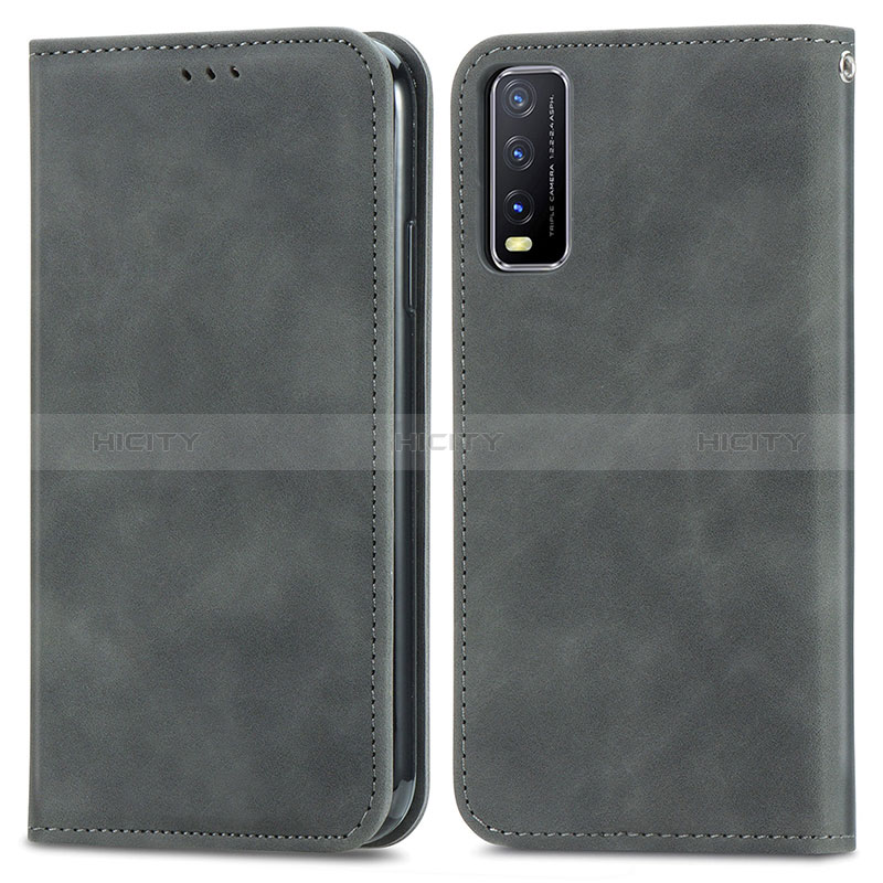 Coque Portefeuille Livre Cuir Etui Clapet S04D pour Vivo Y11s Gris Plus