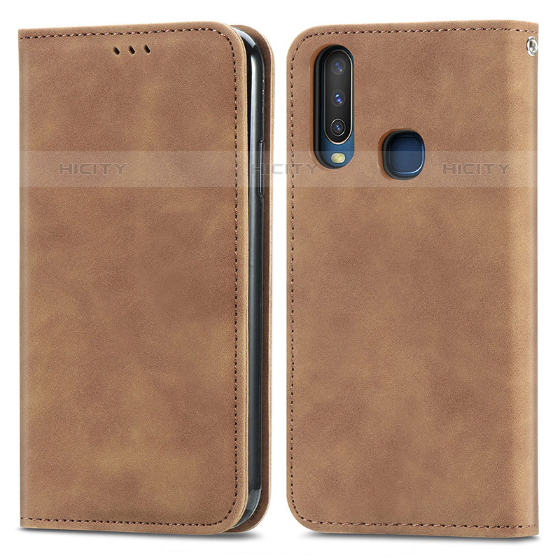 Coque Portefeuille Livre Cuir Etui Clapet S04D pour Vivo Y12 Marron Plus