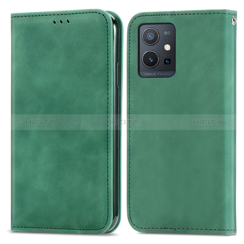 Coque Portefeuille Livre Cuir Etui Clapet S04D pour Vivo Y30 5G Vert Plus