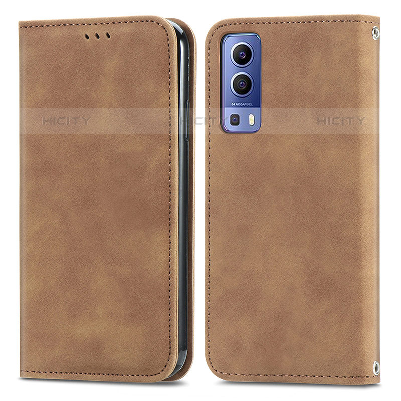 Coque Portefeuille Livre Cuir Etui Clapet S04D pour Vivo Y52 5G Marron Plus