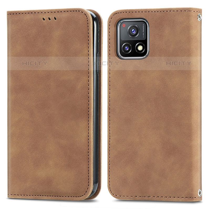 Coque Portefeuille Livre Cuir Etui Clapet S04D pour Vivo Y52s 5G Marron Plus