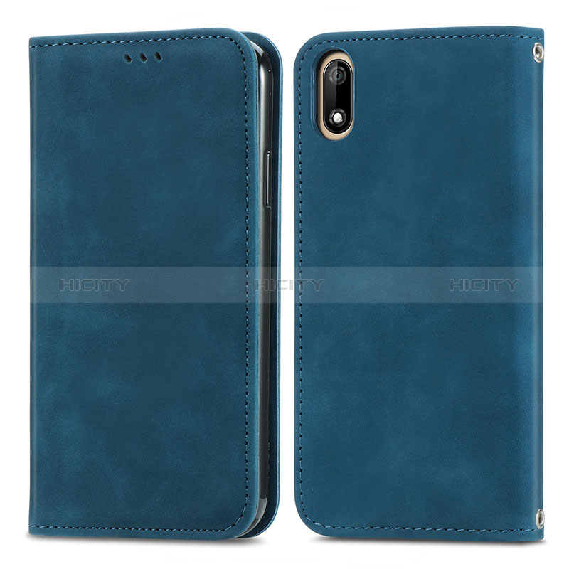 Coque Portefeuille Livre Cuir Etui Clapet S04D pour Wiko Jerry 4 Bleu Plus