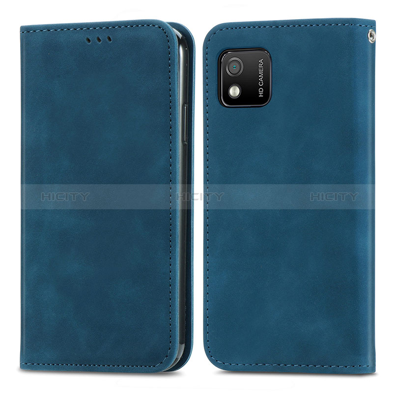 Coque Portefeuille Livre Cuir Etui Clapet S04D pour Wiko Y52 Bleu Plus