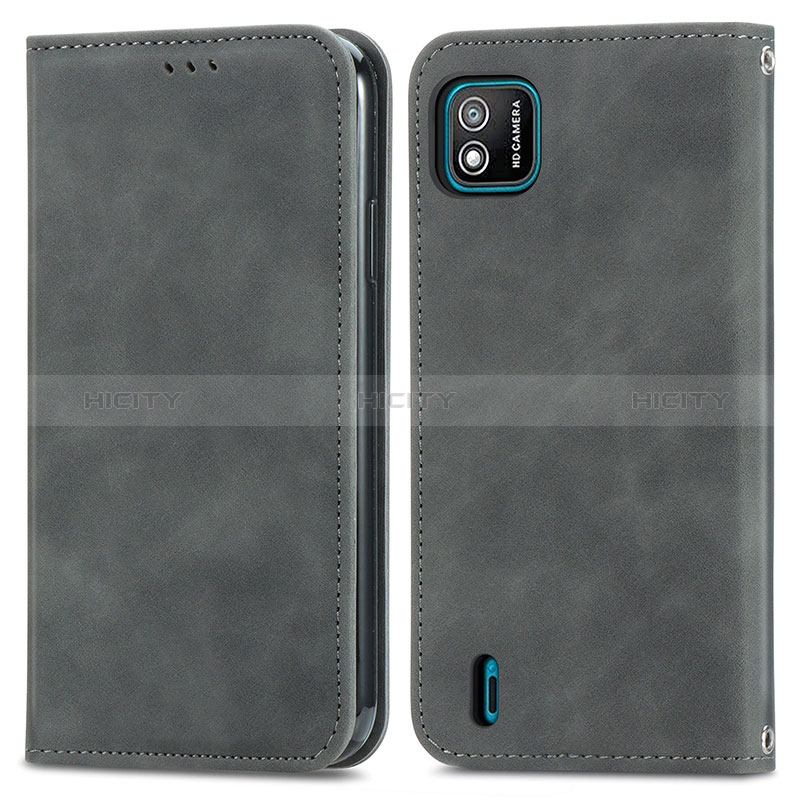 Coque Portefeuille Livre Cuir Etui Clapet S04D pour Wiko Y62 Gris Plus