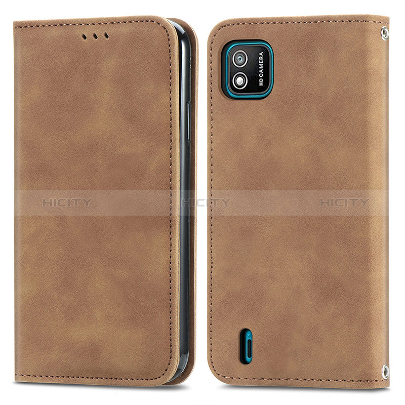 Coque Portefeuille Livre Cuir Etui Clapet S04D pour Wiko Y62 Marron Plus