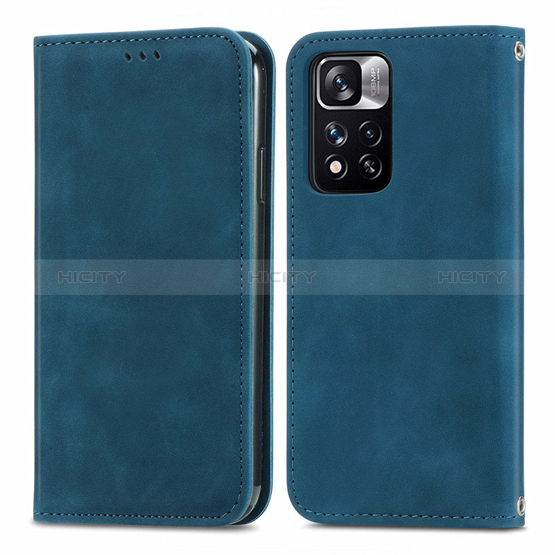 Coque Portefeuille Livre Cuir Etui Clapet S04D pour Xiaomi Mi 11i 5G (2022) Bleu Plus