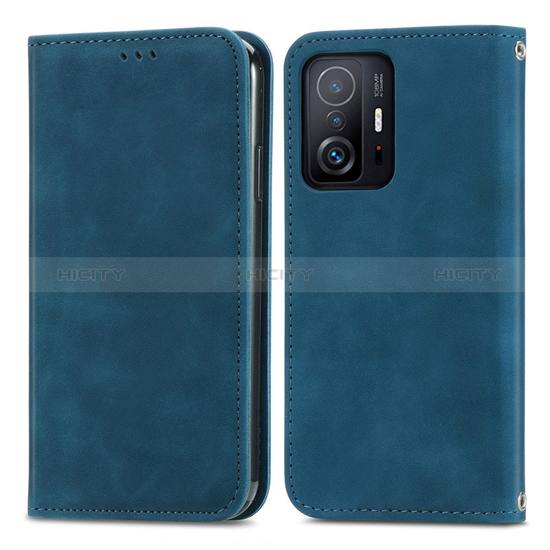 Coque Portefeuille Livre Cuir Etui Clapet S04D pour Xiaomi Mi 11T 5G Bleu Plus