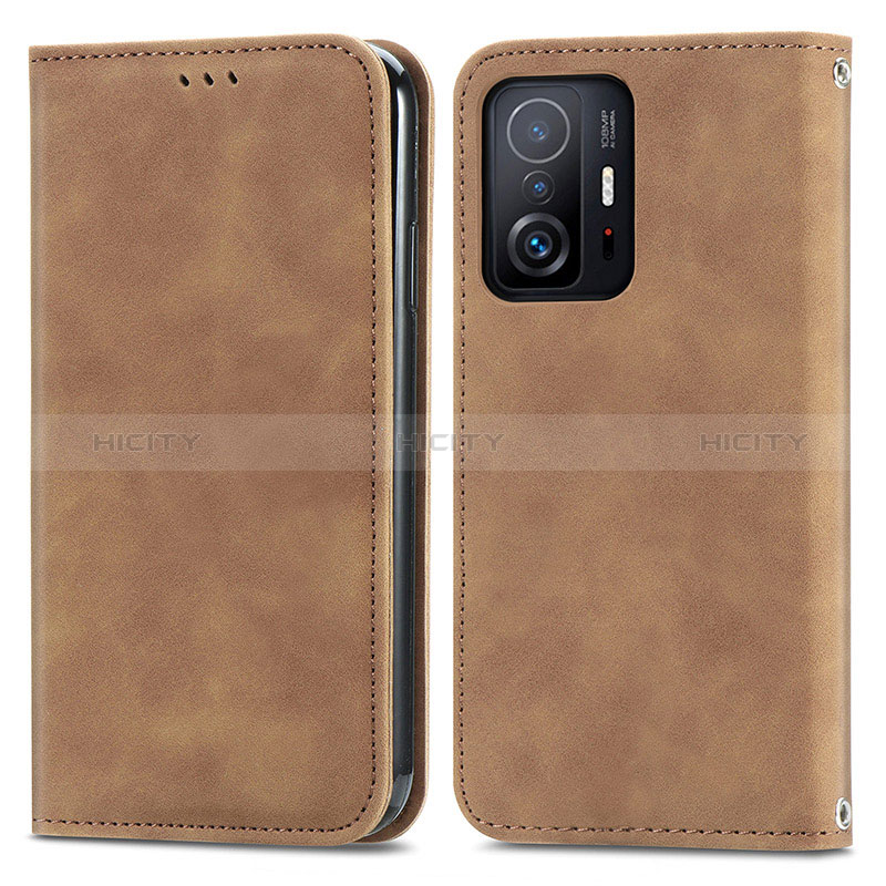 Coque Portefeuille Livre Cuir Etui Clapet S04D pour Xiaomi Mi 11T 5G Marron Plus