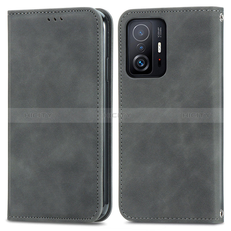 Coque Portefeuille Livre Cuir Etui Clapet S04D pour Xiaomi Mi 11T Pro 5G Gris Plus