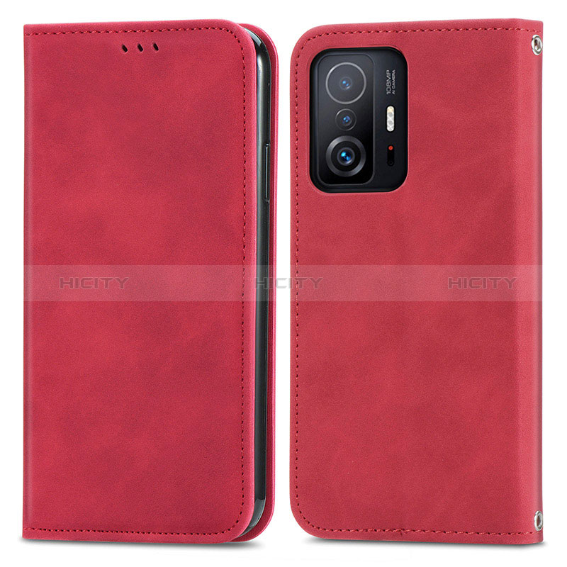 Coque Portefeuille Livre Cuir Etui Clapet S04D pour Xiaomi Mi 11T Pro 5G Rouge Plus