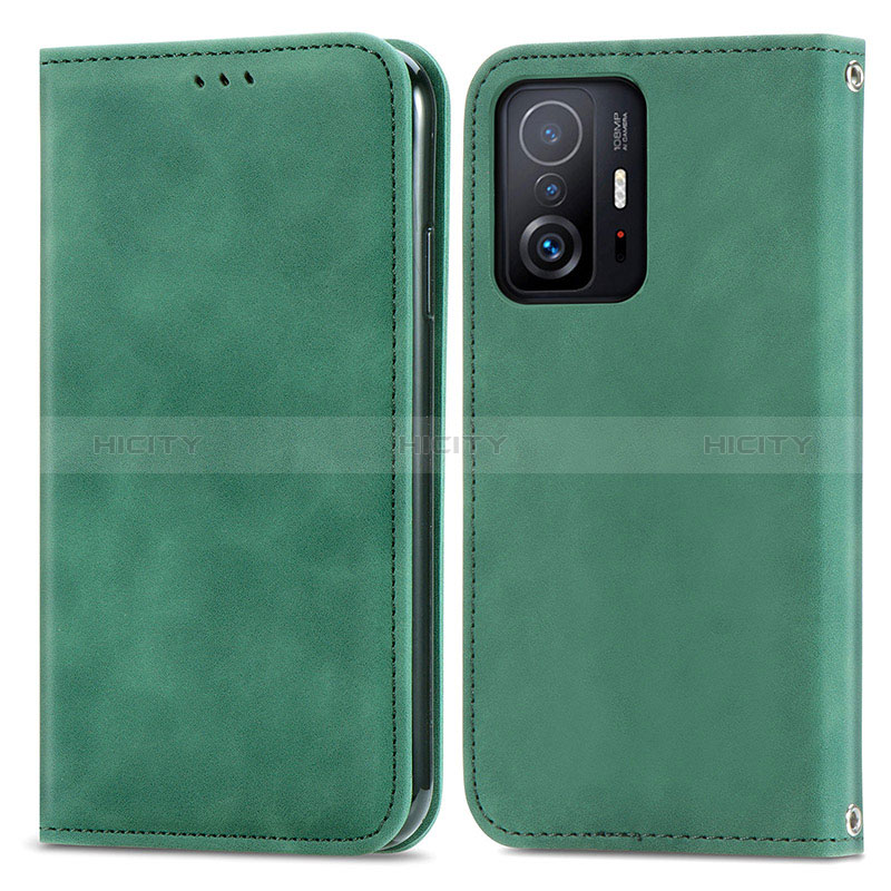 Coque Portefeuille Livre Cuir Etui Clapet S04D pour Xiaomi Mi 11T Pro 5G Vert Plus