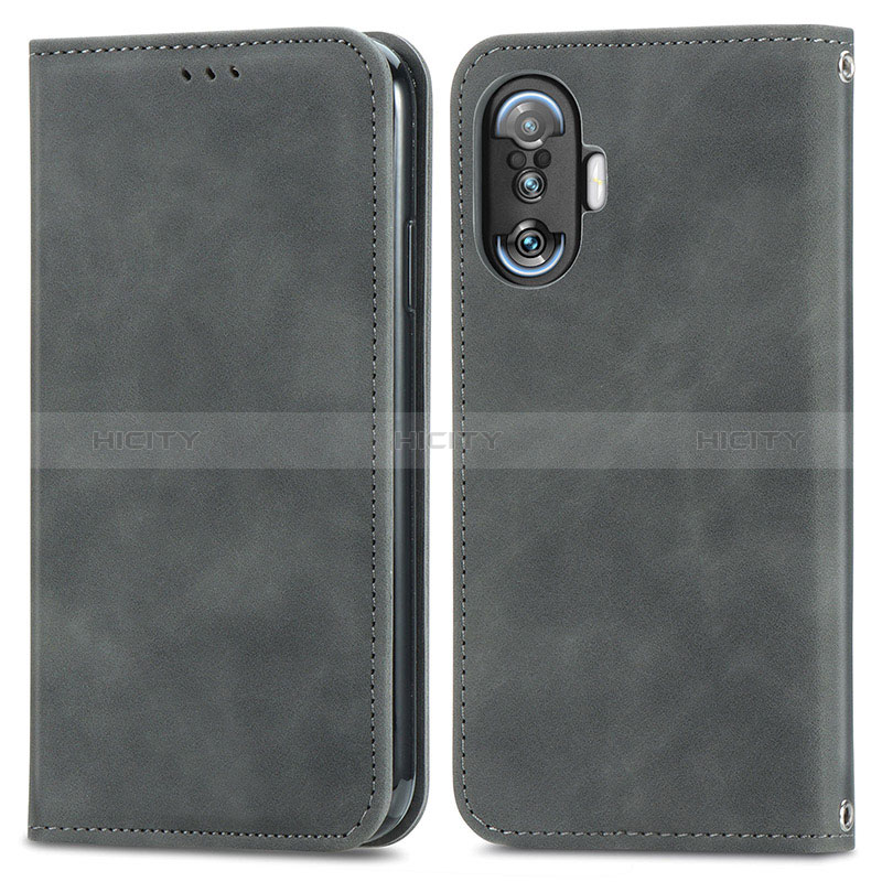 Coque Portefeuille Livre Cuir Etui Clapet S04D pour Xiaomi Poco F3 GT 5G Gris Plus