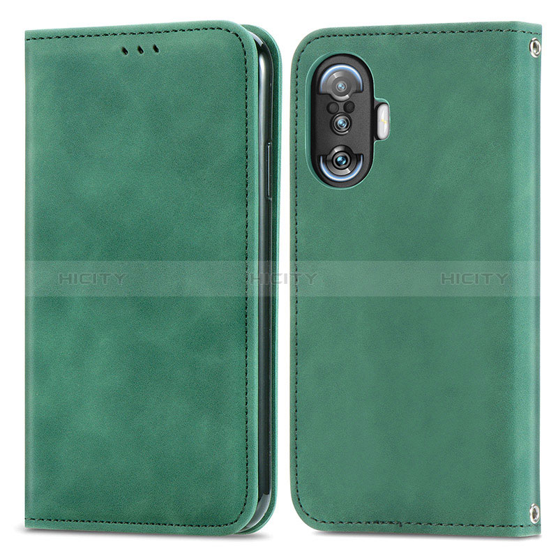 Coque Portefeuille Livre Cuir Etui Clapet S04D pour Xiaomi Poco F3 GT 5G Vert Plus