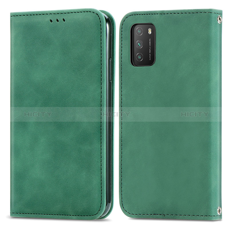 Coque Portefeuille Livre Cuir Etui Clapet S04D pour Xiaomi Poco M3 Vert Plus